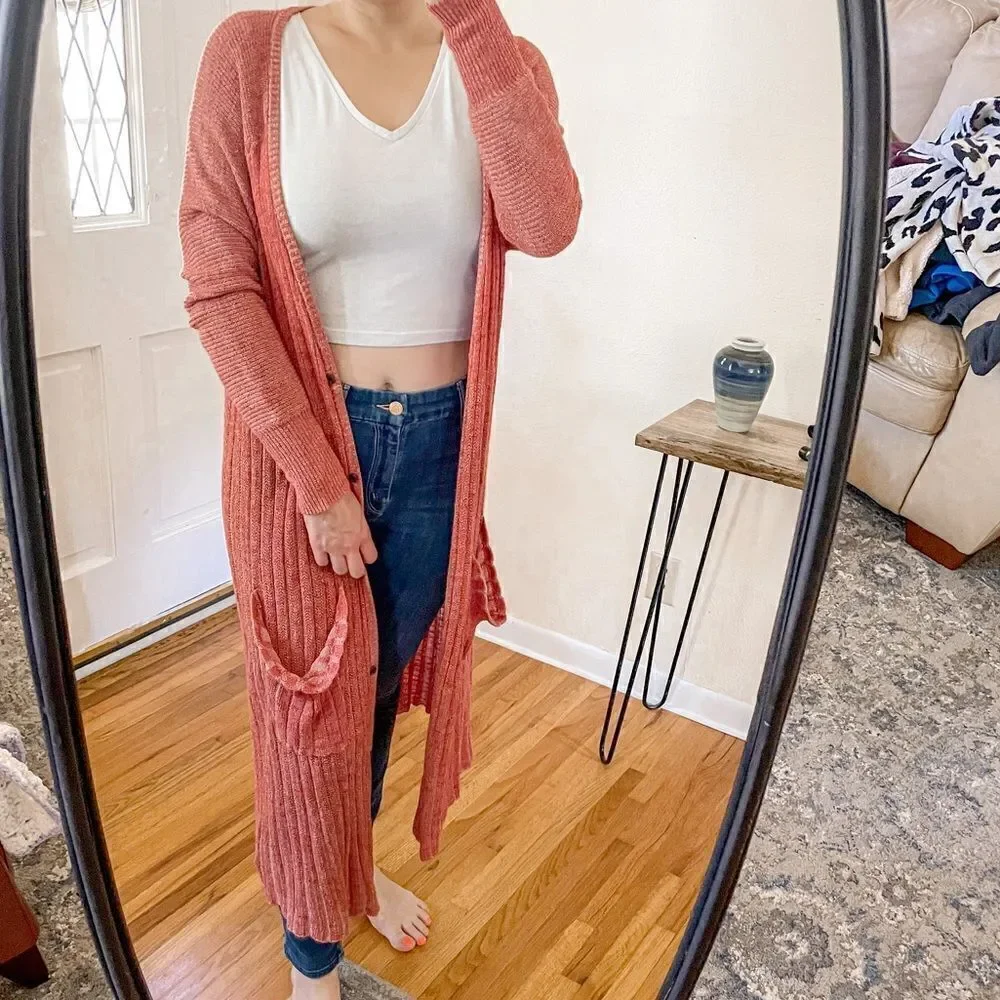 Free People Shadow Stripe Duster Cardigan L